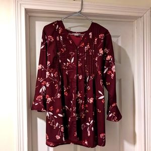 Maternity 3/4 bell sleeve button down blouse